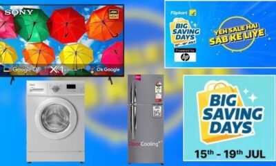 Flipkart Big Saving Days Sale Up to 75% Discount on TV, Fridge, and brands of Washing Machine available on Flipkart Sale