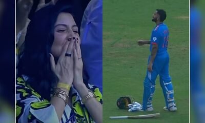 Virat Kohli 50th ODI Century Sachin Tendulkar rejoiced at Virat's 50th ODI century, Gave a flying kiss to his wife Anushka Sharma
