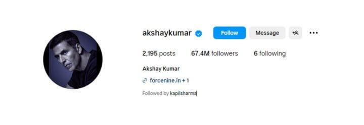 AKSHAY KUMAR INSTA HANDLE