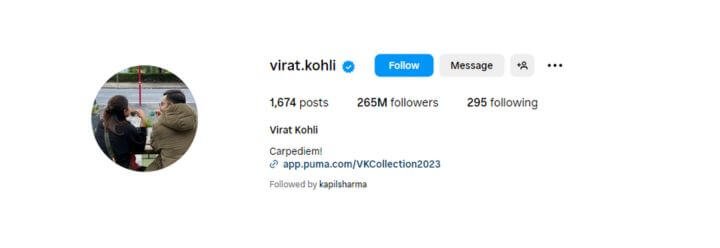 VIRAT KOHLI INSTA HANDLE